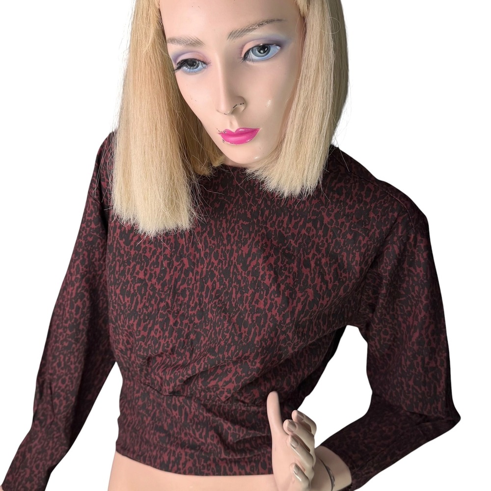 Icône par‎ Simons Leopard Print Smocked Top Indie Sleaze Mob Wife Grunge Small